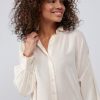 YAYA - Blúzka oversized s balónovými rukávmi Summer sand - summer sand