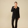 YAYA - Nohavice džerzejové do zvonu Black - black