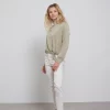 YAYA - Top so stojačikom a viazaním na páse Elm green - elm green