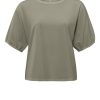 YAYA - Tričko s krátkym puff rukávom Army green - army green