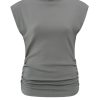 YAYA - Top s polorolákom a bočným naberaním Formal gray - formal gray