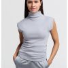 YAYA - Top s polorolákom a bočným naberaním Formal gray - formal gray