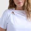 YAYA - Tričko s uzlíkom na ramene Pure white - pure white