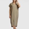 YAYA - Šaty voľné midi Soft green - soft green