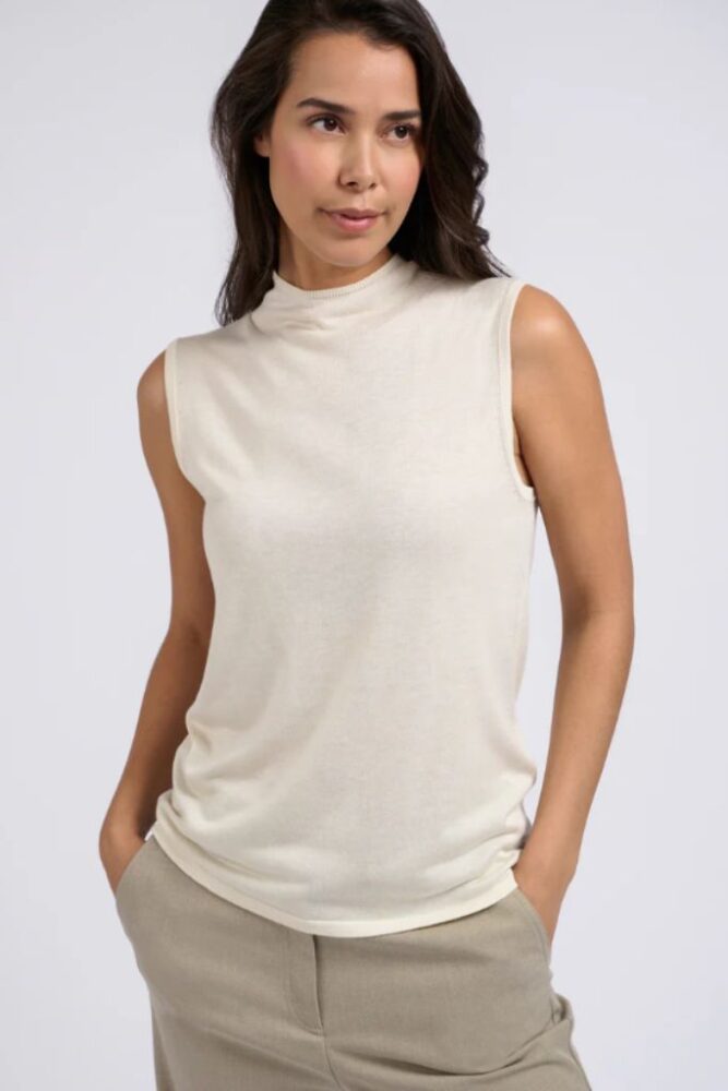 YAYA - Polorolák bez rukávov Chalk white - chalk white