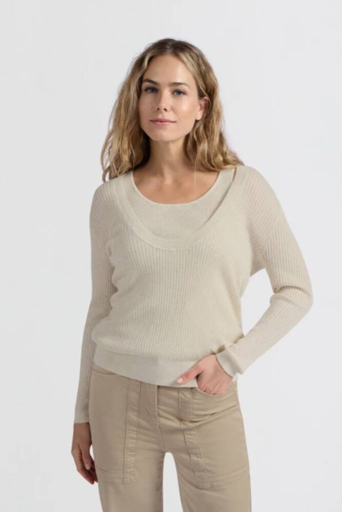 YAYA - Pulóver s tielkom Nature melange - nature melange