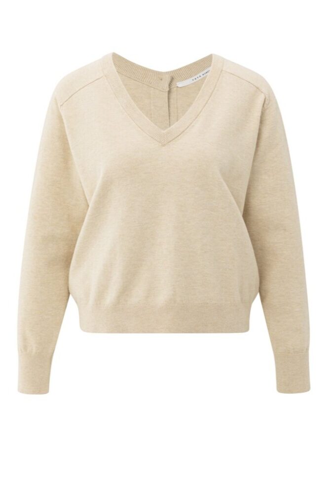 YAYA - Pulóver s gombíčkami vzadu Yellow sand beige melange - yellow sand beige melange