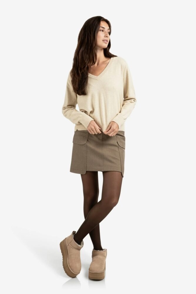 YAYA - Pulóver s gombíčkami vzadu Yellow sand beige melange - yellow sand beige melange
