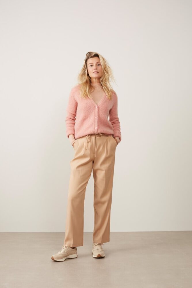 YAYA - Sveter krátky s V-výstrihom Vintage pink - vintage pink