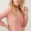 YAYA - Sveter krátky s V-výstrihom Vintage pink - vintage pink
