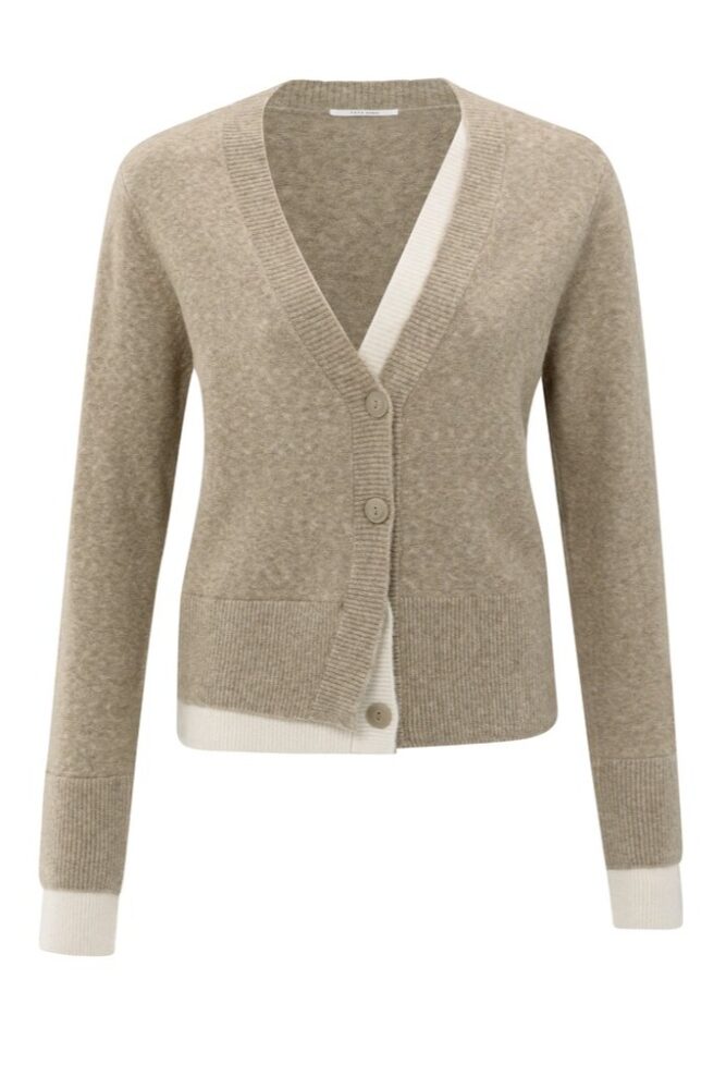 YAYA - Sveter s kontrastným detailom Sand beige melange - sand beige melange