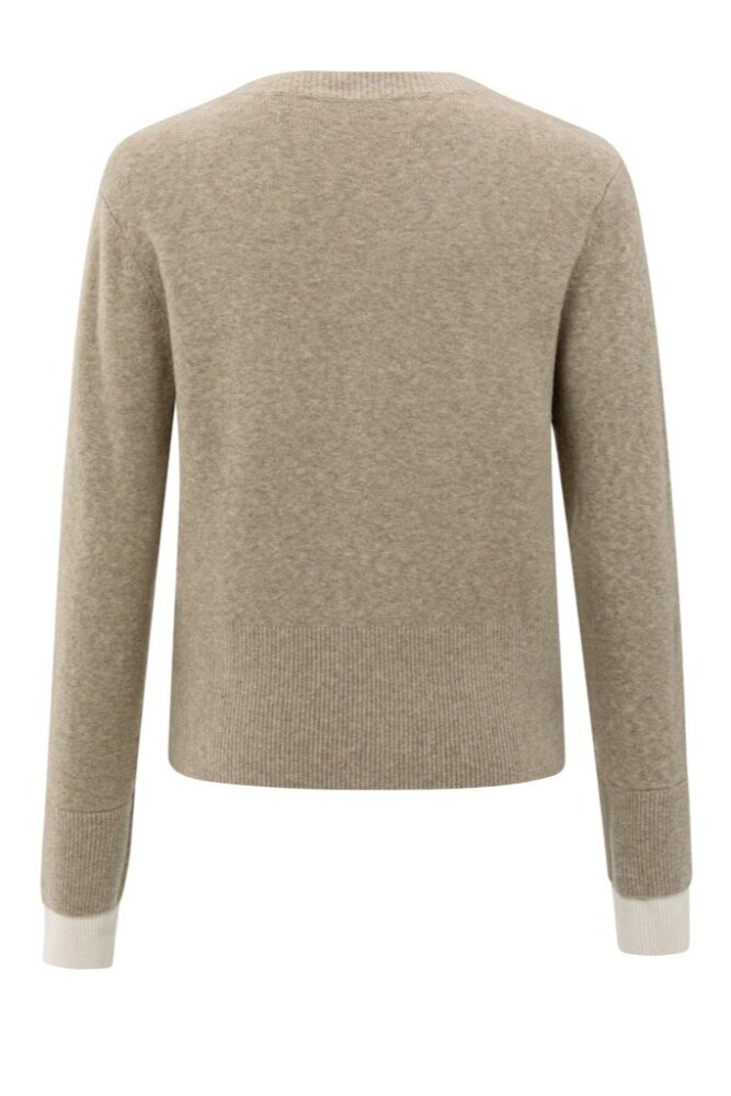 YAYA - Sveter s kontrastným detailom Sand beige melange - sand beige melange