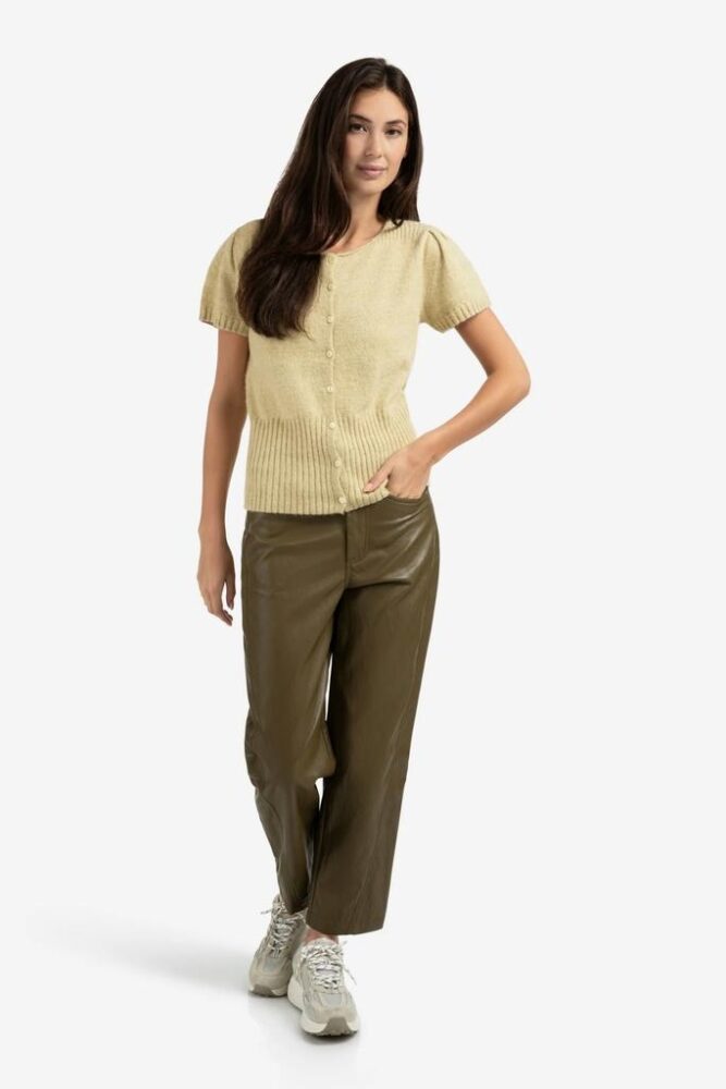 YAYA - Sveter s krátkym rukávom Pale olive green - pale olive green