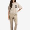 YAYA - Nohavice rovné s elastickým pásom Sand beige - sand beige