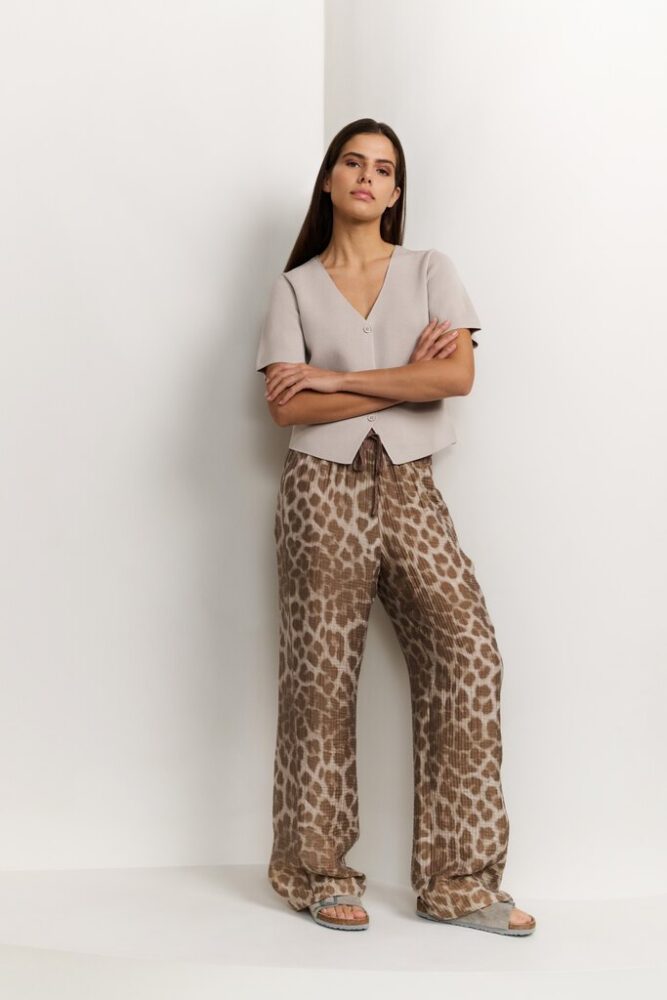 YAYA - Nohavice s leo potlačou Milk brown dessin - milk brown dessin
