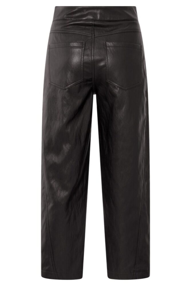 YAYA - Nohavice s vegánskej kože Anthracite brown - anthracite brown