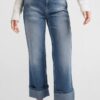 YAYA - Nohavice denim s manžetou Blue denim - blue denim
