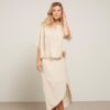 YAYA - Sukňa midi s rozparkom Straw yellow design - straw yellow design