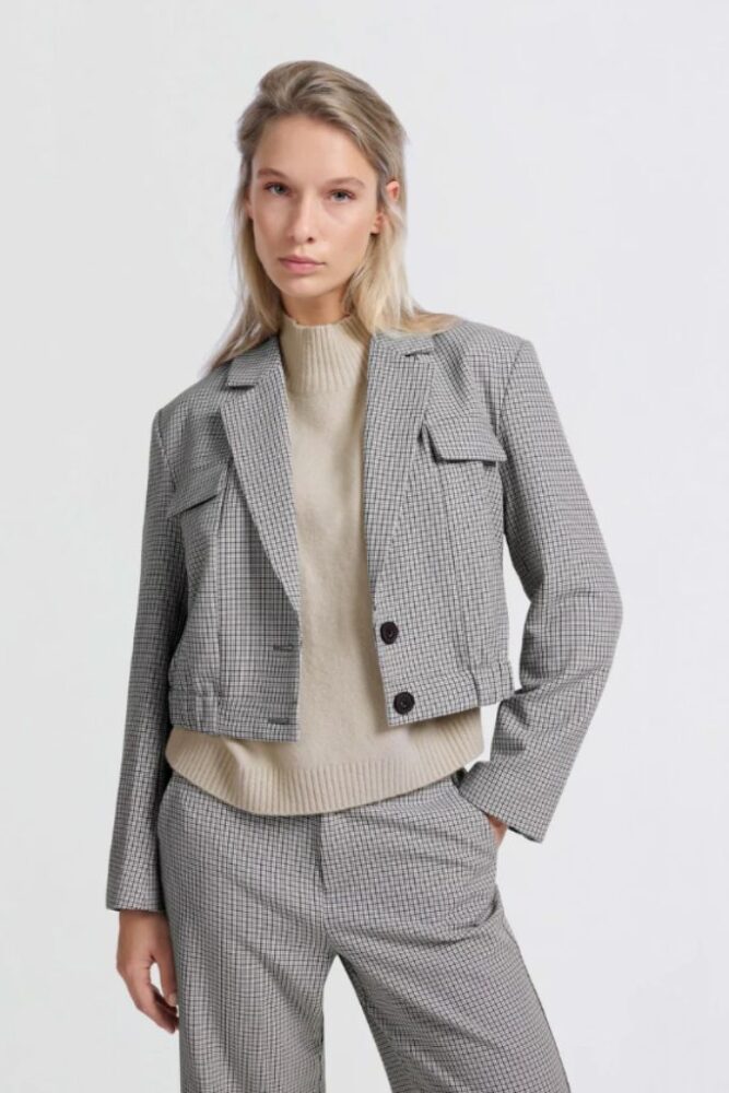 YAYA - Sako kárované Feather Grey Dessin - feather grey dessin
