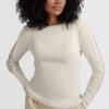 YAYA - Tričko s rib vzorom Off white knit - off white knit