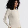 YAYA - Tričko s rib vzorom Off white knit - off white knit