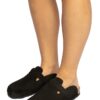 REDESIGNED - Šľapky kožené s korkovou podrážkou Black - black