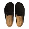REDESIGNED - Šľapky kožené s korkovou podrážkou Black - black