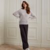 YAYA - Nohavice pletené široké Obsidian black - obsidian black