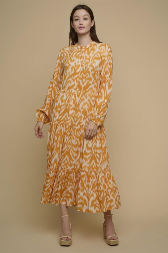 Rino Pelle - Šaty dlhé s volánmi - batik beauty marigold