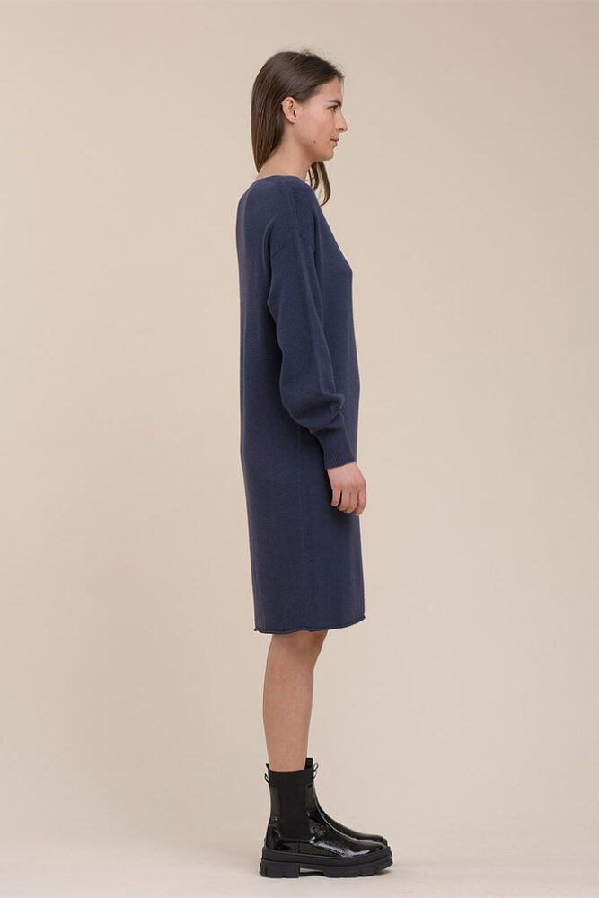 La Fée Maraboutée - Šaty pletené s V-výstrihom Navy - navy