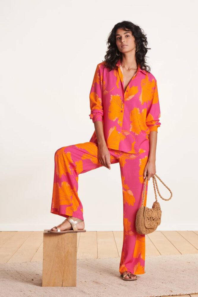 La Fée Maraboutée - Blúzka s kvetinovou potlačou Rosa Orange - rose orange