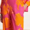 La Fée Maraboutée - Nohavice voľné s kvetinovou potlačou Rosa Orange - rose orange