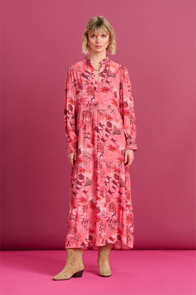 POM-Amsterdam - Šaty s volámni Fantastique Rose - fantastique rose