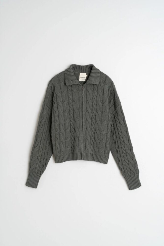 indi cold - Sveter so zipsom Khaki - khaki