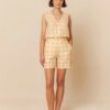 indi cold - Nohavice krátke RETRO VICHY Mandarina - mandarina