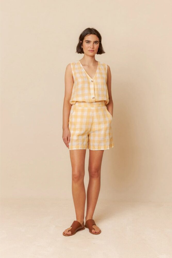 indi cold - Nohavice krátke RETRO VICHY Mandarina - mandarina