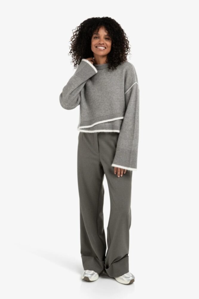 YAYA - Pulóver krátky Taupe grey melange - taupe grey melange