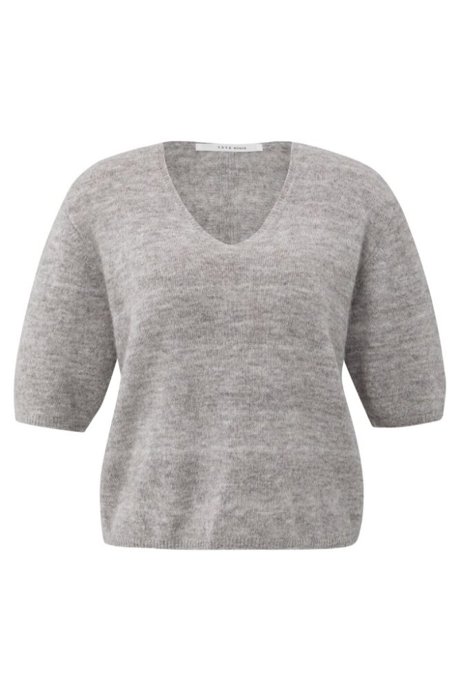 YAYA - Pulóver s gombíčkami vzadu Taupe grey melange - taupe grey melange