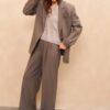 YAYA - Pulóver s gombíčkami vzadu Taupe grey melange - taupe grey melange