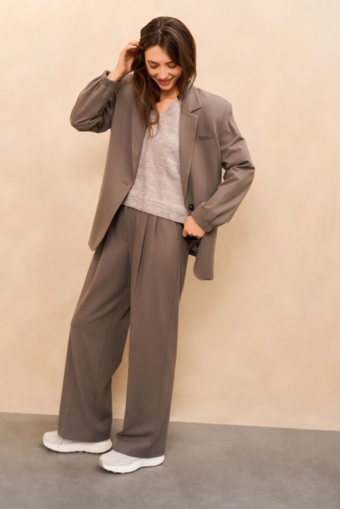 YAYA - Pulóver s gombíčkami vzadu Taupe grey melange - taupe grey melange