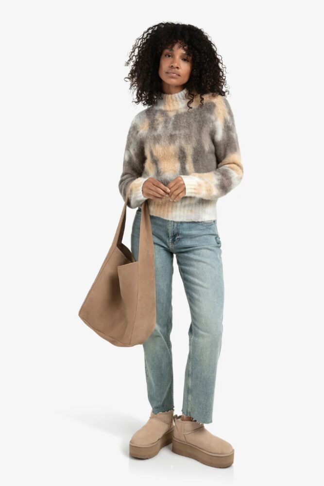 YAYA - Pulóver z Alpaky so vzorom Dark taupe grey dessin - dark taupe grey dessin