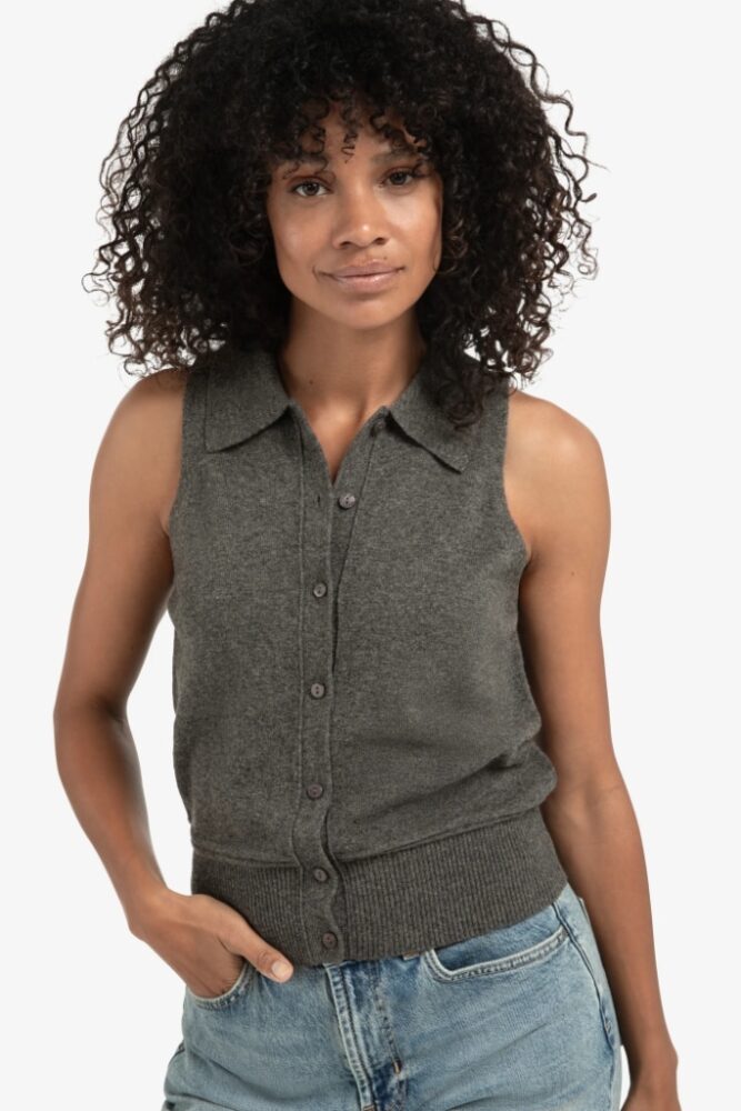 YAYA - Vesta s gombíčkami Dark taupe grey - dark taupe grey