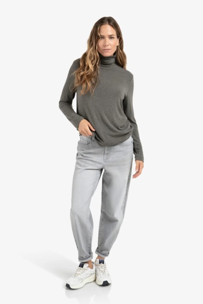 YAYA - Rolák džerzejový Dark taupe melange - dark taupe melange