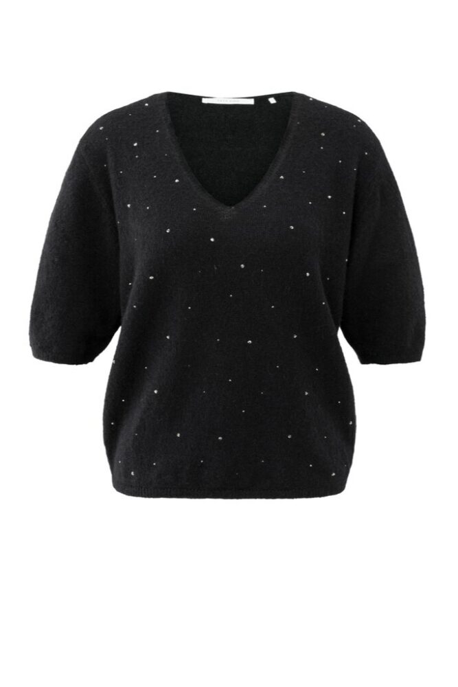 YAYA - Pulóver s kamienkami Black - black