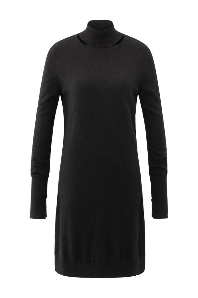 YAYA - Šaty pletené s kašmírom Black - black