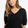 YAYA - Pulóver s kamienkami Black - black