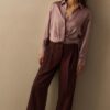 YAYA - Nohavice s lampasom Fudge purple - fudge purple