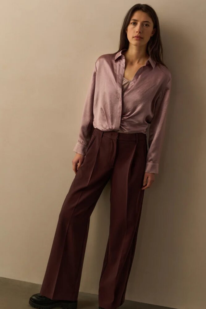 YAYA - Nohavice s lampasom Fudge purple - fudge purple