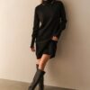 YAYA - Šaty pletené s kašmírom Black - black
