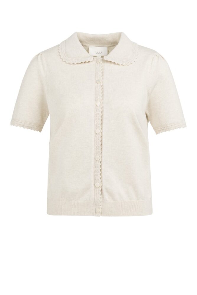 YAYA - Svetrík s ozdobným lemovaním Kit beige melange - kit beige melange